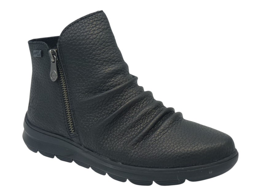 Pantoufles Fermées Femme EMANUELA - Tissu Brillant Noir Doublé, Fermeture Scratch, Semelle Caoutchouc Antidérapante 3 Cm